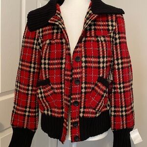 Vintage Jack by BB Dakota Red and Black Plaid Bomber Jacket